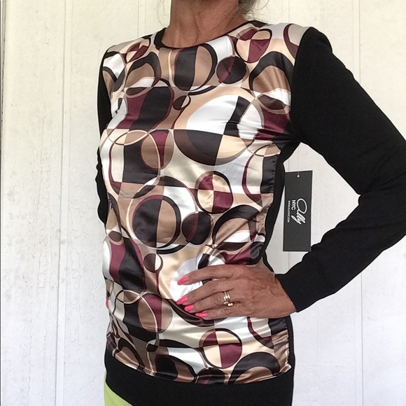 ALLY NYC SCARF PRINT SWEATER NWT MEDIUM - Picture 2 of 9